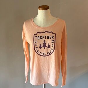 Alpine Design Peach Graphic long sleeve Tee shirt TOGETHER IS A BEAUTIFUL PLACE